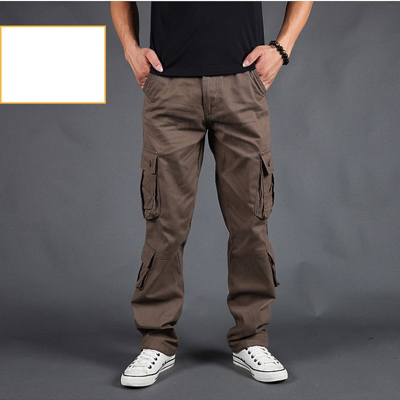 Men's Clothing Outdoor overalls men's loose large size multi pocket trousers cotton straight casual pants wear resistant spring and summer men's pants_viptrois.com