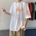 2025 Pure Cotton Plus Size Loose Letter Printed Short Sleeved T-shirt For Men's Summer Half Sleeved Versatile Slimming Clothes_viptrois.com