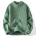 Men's Cable Knit Sweater - Winter Crewneck Pullover With Fleece Lining In Solid & Patterned Colors (Navy, Black, Grey & More)_viptrois.com