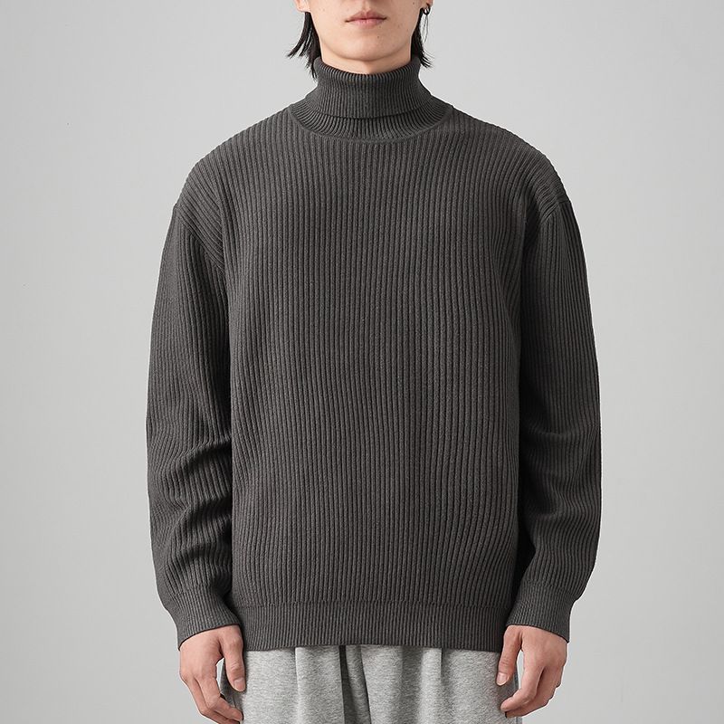 Men's Clothing Solid Color Suit Inner Wear Light High Neck Knit Sweater - 7 Solid Colors Slim Fit Business Casual Pullover For Office & Daily Wear_viptrois.com