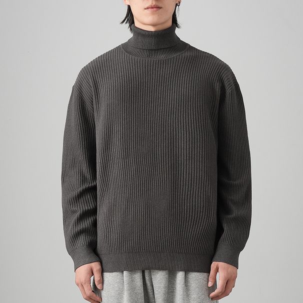Men's Clothing Solid Color Suit Inner Wear Light High Neck Knit Sweater - 7 Solid Colors Slim Fit Business Casual Pullover For Office & Daily Wear_viptrois.com