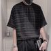 Men's Clothing Summer Design Wear New Cool Breathable Short Sleeved Men's Striped Hollow Stylist T Shirt Beach Travel Trend_viptrois.com