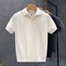 Men's Short Sleeve Knit Polo Shirt Textured Business Casual T-Shirt With Flip Collar Slim Fit_viptrois.com