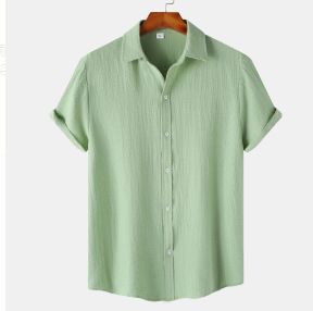 Men's Clothing Summer New Short Sleeved Solid Color Men's Shirt Tops_viptrois.com