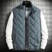 Men's Fashion Vest – Thick Cotton Padded Winter Waistcoat, Embossed Design, Lightweight & Warm (Black, Light Gray, Pea Green, Sizes M-5XL)_viptrois.com