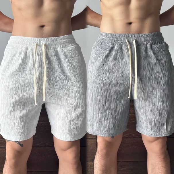 Summer New Solid Color Men's Fashion Cool Five-Point Casual Fitness Trendy American Style Sports Shorts_viptrois.com