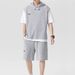 Men's Clothing Waffle Short Sleeved Sports Suit For Men In Spring And Summer With Hooded T Shirt And Shorts, Two Piece Set, Handsome Men's Clothing_viptrois.com