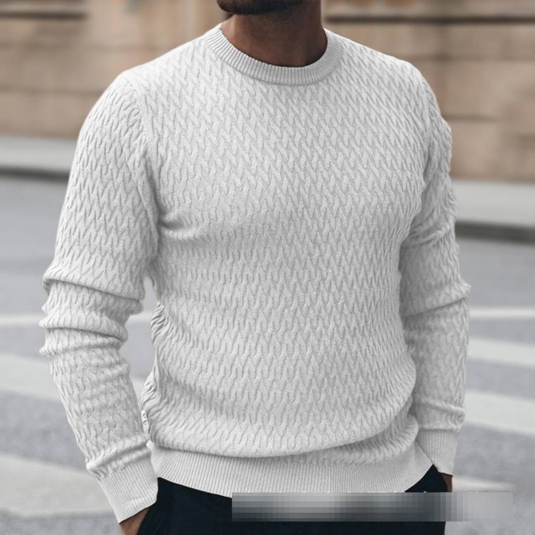 Men's Clothing Men's Slim Fit Acrylic Sweater - Euro Style Round Neck Pullover For Winter_viptrois.com