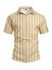 Men's Summer Vertical Striped Short Sleeve Shirt Casual Button Down Beach Shirts_viptrois.com