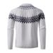 "Retro Christmas Pullover Sweater – Vintage Jacquard Knit Cardigan For Men, Cozy Lazy Style, White/Grey/Black"_viptrois.com