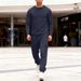 Men's Checkered Jacquard Knit Henley & Lounge Pants Set – Polyester Casual Two-Piece (6 Colors, S-XXXL)_viptrois.com