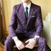 Men's Clothing plaid suit three piece wedding suit dress_viptrois.com