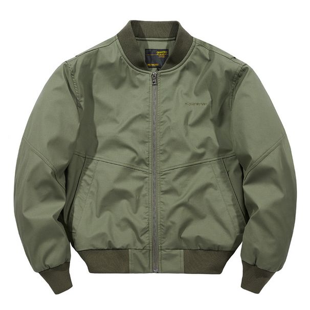 Men's Military Flight Jacket Bomber Coat - Lightweight Cotton Baseball Jacket With Hood, Ribbed Hem & Multiple Pockets_viptrois.com