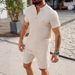 Men's Clothing New High End Style Bark Wrinkled Short Sleeved T Shirt Men's Tang Suit Shorts Top Suit_viptrois.com