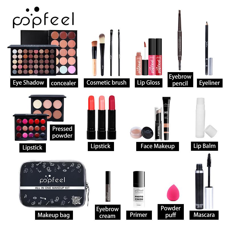 Makeup Kit ALL IN ONE Full Facial Makeup Set Eye Shadow Lip Gloss Eyeliner Makeup Brushes Cosmetics Bag Makeup Products_viptrois.com