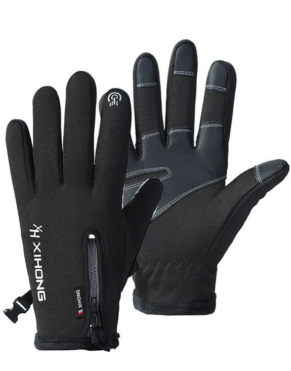 Cycling Gloves Winter Outdoor Sports Warm Gloves Men's Windproof And Waterproof Plus Velvet Zipper Non Slip Bicycle Touch Screen Cycling Gloves_viptrois.com