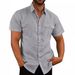 Men's Clothing Shirt Double Pocket Cotton And Linen Short Sleeved Shirt Casual Vacation Shirt 7 Colors_viptrois.com