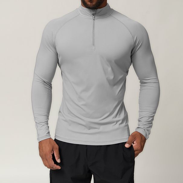 Men's Quick-Dry Zip-Up Long Sleeve T-Shirt For Running, Gym, Workout & Casual Wear – Breathable, Lightweight & Comfortable Activewear_viptrois.com