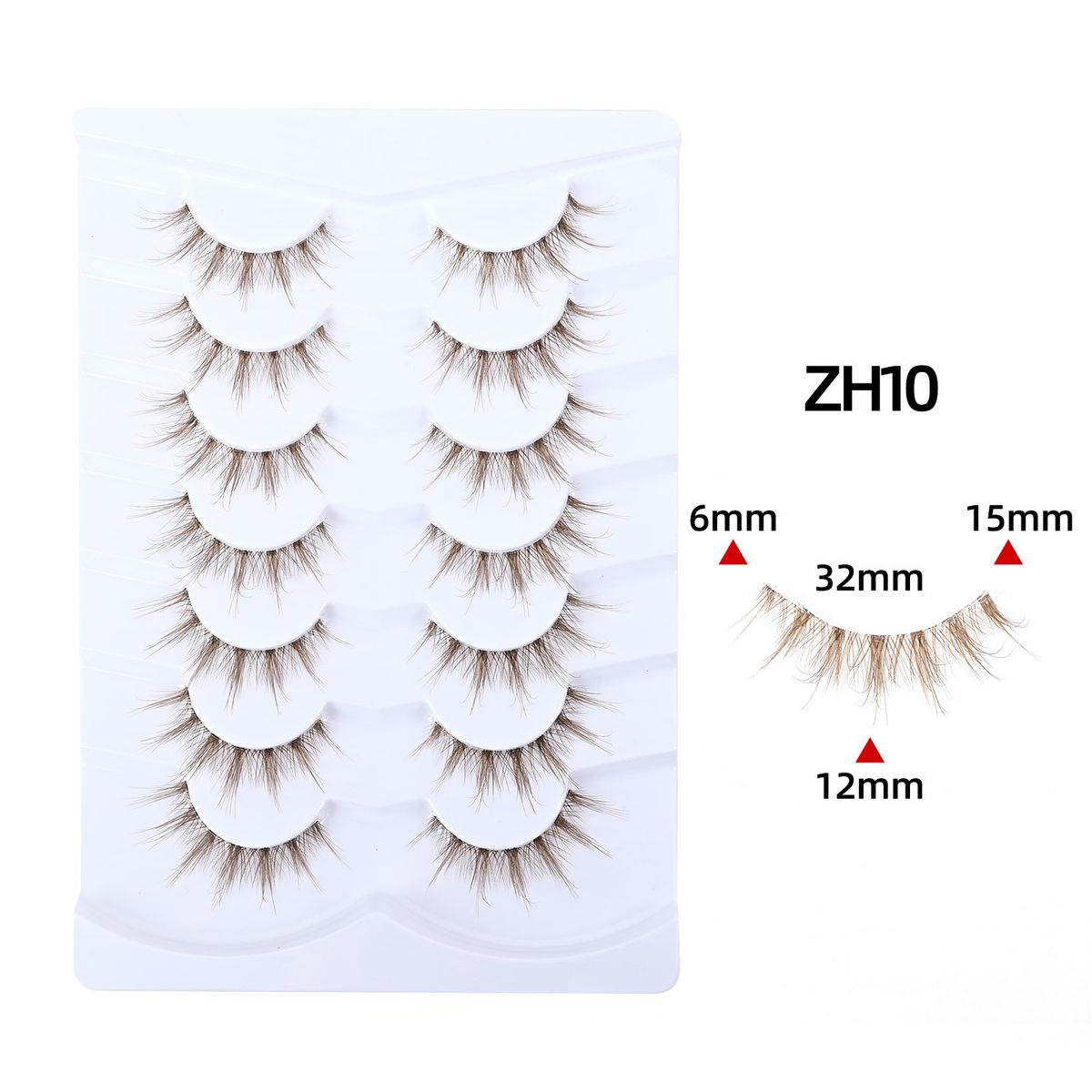 New Product Multi-pair Synthetic Eyelash Three-dimensional Curled Brown Eyelash Transparent Stem_viptrois.com