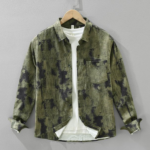 Tie Dye Fresh Long Sleeved Shirt, Fashionable And Versatile, Artistic And Casual, Loose Collared Top_viptrois.com