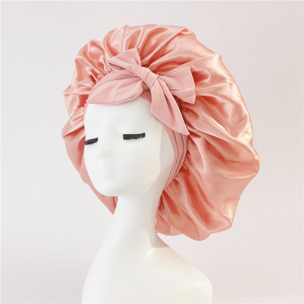 Elastic ribbon bow color Ding round hat Solid color night hat wide brim hairdressing headscarf hat_viptrois.com
