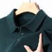 Men's Wool-Blend Lapel Knit Polo Shirt – Classic Solid Color Long Sleeve Sweater (Black/Maroon/Dark Green, Sizes M-XXXXL)_viptrois.com