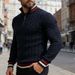 Men's British Style Turtleneck Knitwear Autumn Winter New Arrival Color Block Zipper Design for Casual Wear_viptrois.com