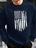 Men's Loose Casual Fashionable American Flag Print Round Neck Long Sleeved Pullover Hoodie For Autumn And Winter_viptrois.com