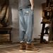 Spring And Summer Thin Japanese-style Denim Nine-point Pants Men's Retro Elastic Waist Elastic Badge Large-size Jeans Men's 9-point_viptrois.com