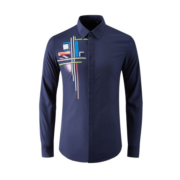 Men's Slim Fit Long Sleeve Shirt With Unique Jigsaw Print – Breathable Cotton, Modern Urban Style, Comfortable & Stylish For Casual & Office Wear_viptrois.com