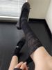 Summer Thin Solid Color Hollow Pile Socks Lace Calf Socks Show Leg Thin Socks Niche Retro Style Sexy Socks_viptrois.com