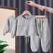 Babies' clothes Baby long-sleeved flared pants cartoon giraffe suit baby giraffe letter triangle romper striped trousers_viptrois.com