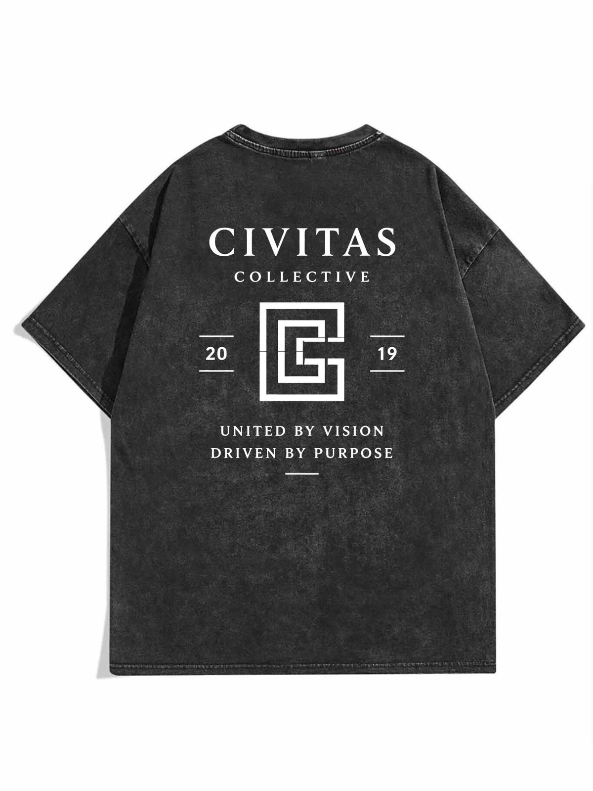 Vintage Washed Double-Sided Print Geometric C Monogram Letter Slogan Heavyweight 230g Cotton Men's Streetwear Tee_viptrois.com