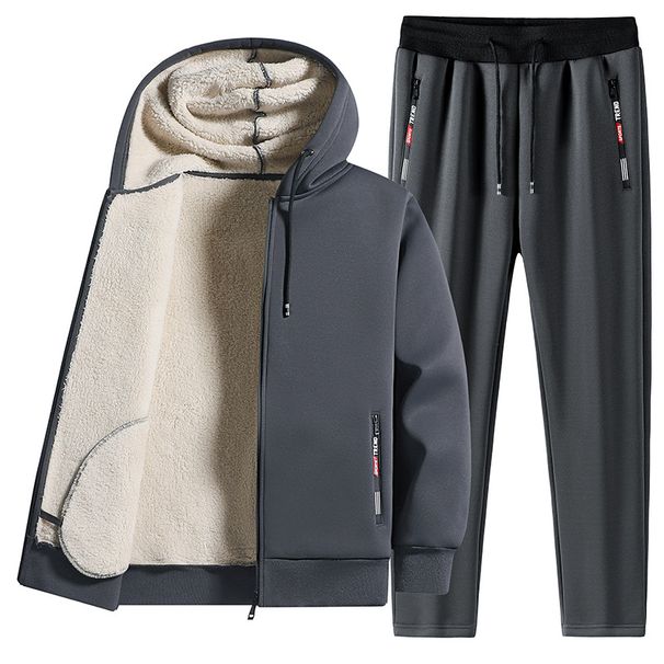 2025 Winter and thickened lamb plush jacket casual sports trendy clothes pants large men's set 0eca_viptrois.com