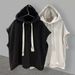 Men's Hooded Sleeveless T-Shirt – Oversized Streetwear Tank Top For Summer, Gym & Casual Outfits (Black, White)_viptrois.com