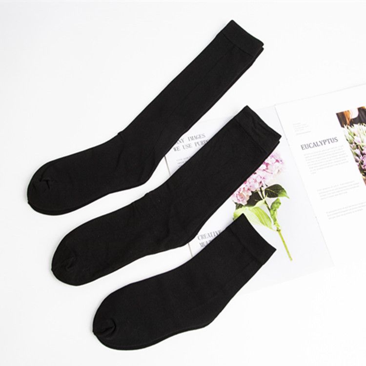 jk Calf Socks, Women's Cotton Long Socks, Black Slimming College Style High Socks_viptrois.com