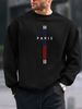 Men's Loose Casual Fashionable Classic Paris Pattern Printed Round Neck Long Sleeved Sweatshirt Suitable For Autumn And Winter Wear_viptrois.com