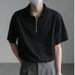 Men's Waffle-Knit Polo Shirt – Short Sleeve, Half-Zip Design, Relaxed Fit, Breathable Silk-Blend, Summer Casual (M-3XL, 2 Colors)_viptrois.com