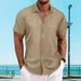 Men's Clothing Lapel Bamboo Linen Short Sleeved Shirt Loose Casual Jacquard Shirt_viptrois.com