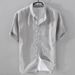 Men's Pure Linen Short Sleeve Shirt - Breathable & Lightweight Summer Casual Shirt, Relaxed Fit, Solid Color (White, Beige, Grey, Blue) - XXS To 5XL_viptrois.com