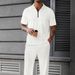 Texture Knitted Polo Shirt Men's Short Sleeved Trousers Suit Two Piece Set_viptrois.com