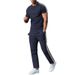 Summer New Men's Casual Sports Short Sleeve Long Pants Set_viptrois.com