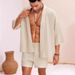 Men's Clothing Summer New Men's Cotton And Linen Cardigan Taoist Robe Jacket Style Pure Color Loose Cotton And Linen Short Sleeve Suit_viptrois.com