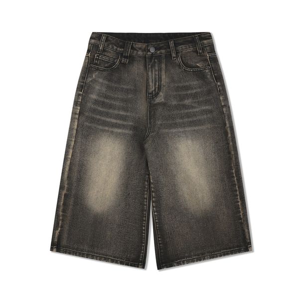 Washed Denim Shorts For Men, Loose And Casual Straight Leg, Knee Seven Quarter Mid Length, Vibe Trendy Brand, High_viptrois.com