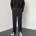 Men's High Street Style Split Hem Dress Pants Fashionable Versatile Straight Leg Floor Length Loose Drape Hong Kong Style_viptrois.com