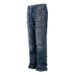 Men's Clothing Street Washed Bamboo Pattern Distressed Dirty Dark Blue Straight Flared Ripped Jeans_viptrois.com