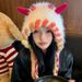 Cute Funn Little Monster Braided Woolen Hat For Children, 2024 Autumn And Winter Warm Knitted Ear Protection Hood_viptrois.com