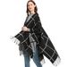 Unisex Women's cape Black double-sided plaid split cape_viptrois.com