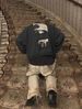 Illustration Sticker Zipper Washed Old Loose Hooded Cardigan Sweater Men_viptrois.com
