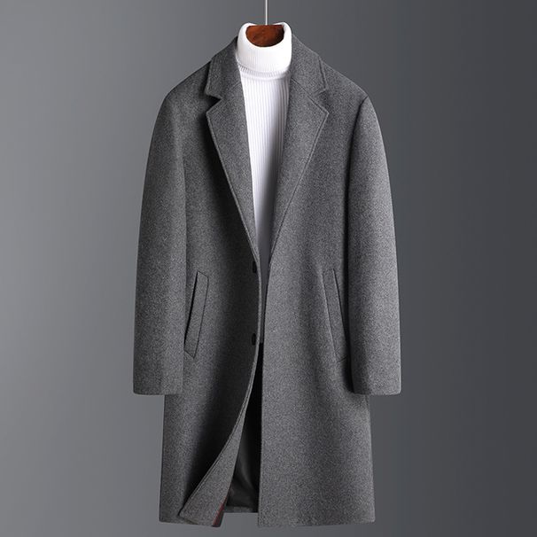 Men's Wool Blend Overcoat - Slim Fit Long Coat With Fleece Lining For Winter, Casual Business Style (Gray, Black, Burgundy, Navy, Camel)_viptrois.com